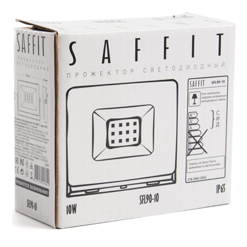 Прожектор (LED) 10Вт 900лм дневн. 6500К IP65 чёрный SAFFIT SFL90-10