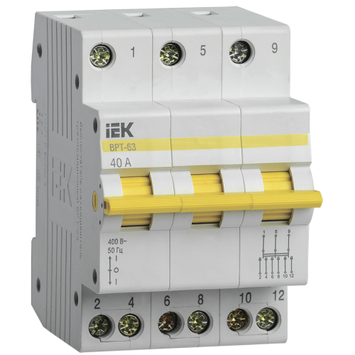 Выключатель-разъединитель трехпозиционный ВРТ-63 3Р 40А IEK MPR10-3-040 (1233259)