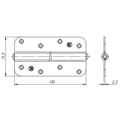 Петля карточная Кунгур 130 цинк правая (06389)