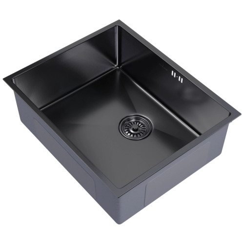 Мойка нерж. подст.монтаж MIXLINE PRO 53х43 тол. 3 мм, чёрный графит, с сифоном