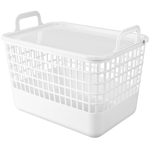 Корзина с крышкой и ручками 15л белый (280611)