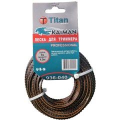 Леска для триммера TITAN (KAIMAN PROFESSIONAL) 4,00ммх6м, черн+оранж (936-040)