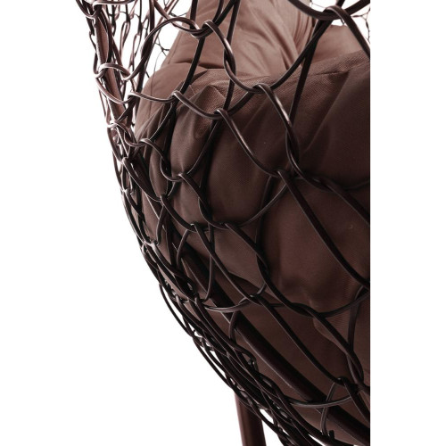 Кресло подвесное с ротангом ДЛЯ ДВОИХ коричневое с коричневой подушкой