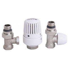 Комплект кран с термостатической головкой для радиатора прямой ф 1/2