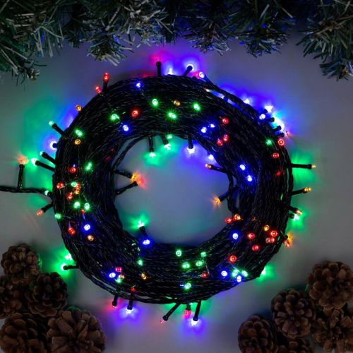 Гирлянда Нить 15м темная нить 400LED свечение мульти, 8 режимов (703309)