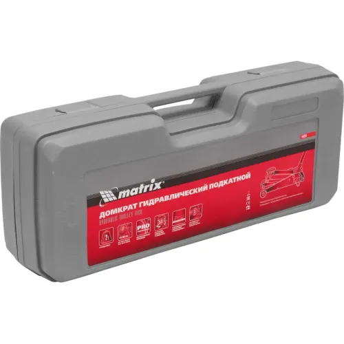 Домкрат подкатной MATRIX 2т 135–385мм, в пласт. кейсе (51028)