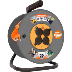 Удлинитель на катушке 4-мест. 30м 2P+E термоогр-м 16А (ПВС 3х2,5) IP44  UNIVersal 9634207