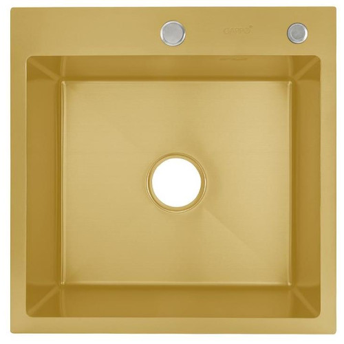Мойка нерж. врезная GAPPO 50х50х21,5 см тол. 3 мм, золото (сифон, коландер) GS5050-3