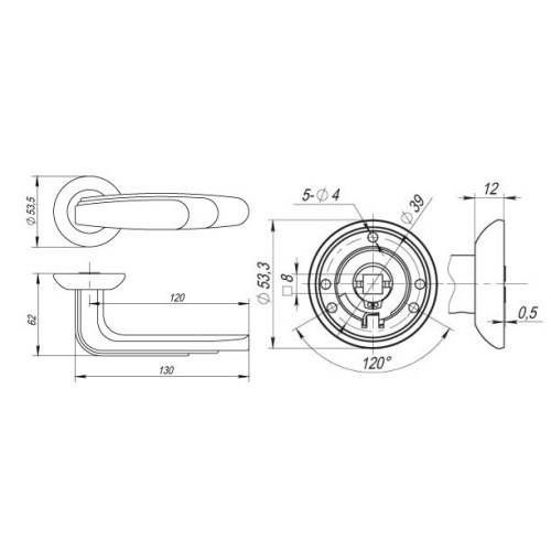 /Ручки раздельные FUARO WING RM/HD SN/CP-3 матовый никель/хром