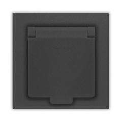 Розетка 2P+Е Universal Афина 16А с крышкой графит А0029-Gr