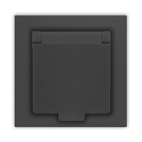 Розетка 2P+Е Universal Афина 16А с крышкой графит А0029-Gr