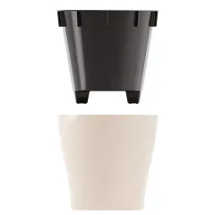 Горшок для цветов ЛЕЯ овальный двойной бежевый 4л М8590 (275737)