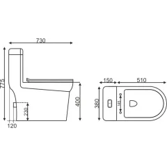 Унитаз-монолит EVA GOLD SM9610R безободковый, тонкое сиденье ДП, с гофрой и гибкой подводкой