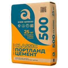 Портландцемент ЦЕМ I 42,5Н Азия Цемент   М500   Д-0   25кг