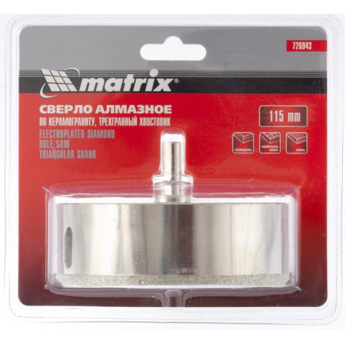 Коронка алмазная MATRIX д/керамогранита 115мм (726943)