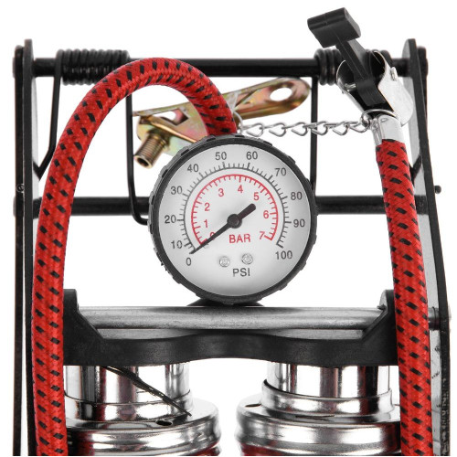 Насос авто CARTAGE с манометром, 2 цилиндра, усиленный (860534)