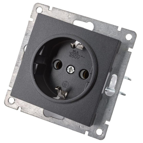 Розетка 2P+Е Universal Афина 16А графит А0028-Gr