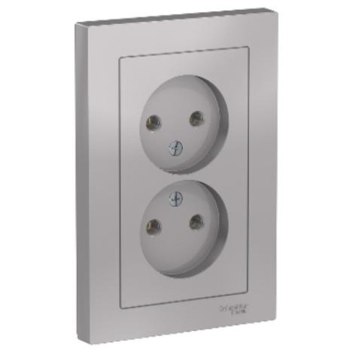 Розетка 2-ая 2P AtlasDesign в сборе алюм. SchE ATN000320