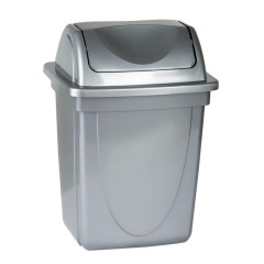 Корзина для бумаг СТАММ 12л вращающаяся крышка, серый металлик (1083073)