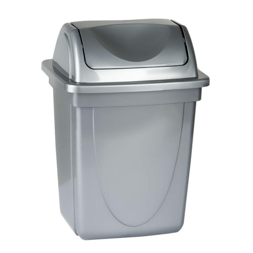 Корзина для бумаг СТАММ 12л вращающаяся крышка, серый металлик (1083073)