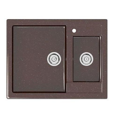 |Мойка композитная глянцевая MARRBAXX прямоугольная Санди 1,5-чаши Z19/Q16 шоколад, сифон, 615х500х210мм