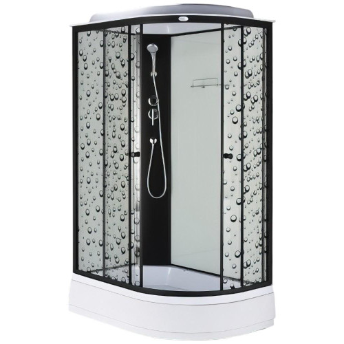 Душевая кабина ДАНА 120х80х215см сред. поддон, переднее стекло ЧЁРНЫЕ КАПЛИ, левая 452 L (3 кор.)