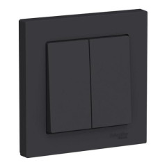 Выключатель 2-кл AtlasDesign 10А в сборе карбон SchE ATN001052