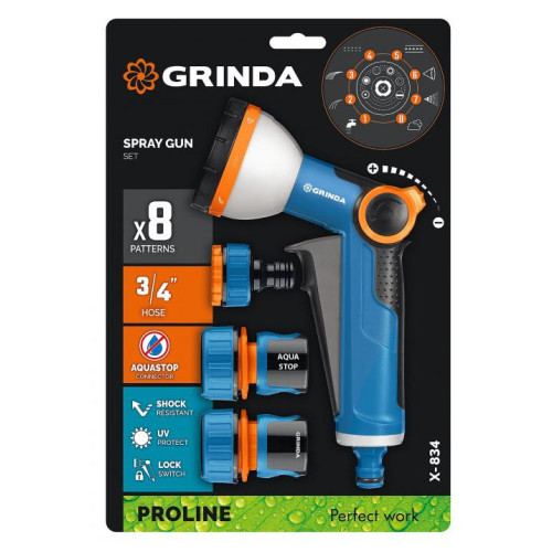 Пистолет-распылитель GRINDA PROLine Х-834 с набором (429167)