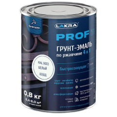 Грунт-эмаль Лакра PROF IT по ржавчине 4 в 1 быстросохнущая  База А, RAL 9003 0,8 кг