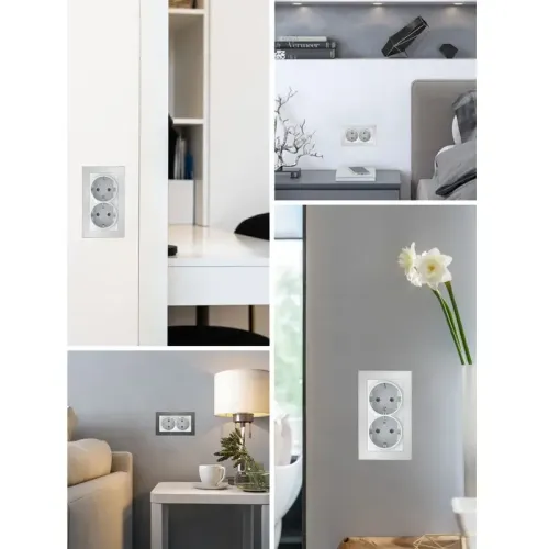 Розетка 2-ая 2P+E Катрин белый с защитной шторкой GLS16-7114-01