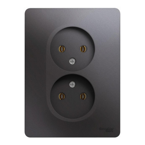 Розетка 2-ая 2P GLOSSA в сборе графит GSL001320