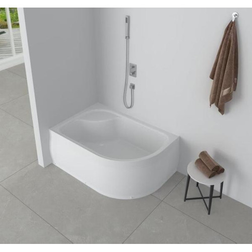 Поддон акриловый EVA GOLD 120х80х40см левый, полукруглый с сифоном EG230018