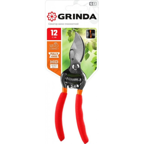 Секатор GRINDA цельнокованый, плоскостной, 150 мм (423101)