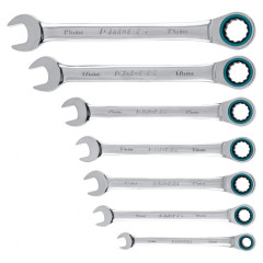 Набор ключей комб. GROSS (14890) 7шт, 8-19мм, CrV, с трещоткой, подвес