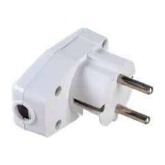 Вилка STEKKER угловая с кнопкой 16A белая PPG16-43-202