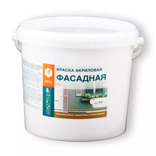 Краска в/д APIS акриловая фасадная белая 7кг