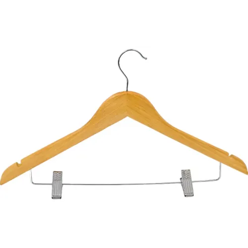 Вешалка для одежды РЫЖИЙ КОТ деревянная с клипсами (W2-C)