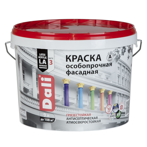 Краска в/д DALI Фасадная Особопрочная (База А) 9л