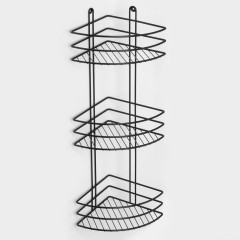 Полка для ванной комнаты IRSA угловая 3-х ярусная, 20х20см, цвет черный (10059132)