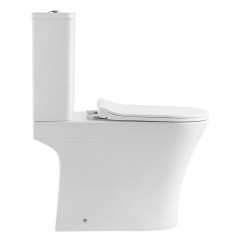 Унитаз-компакт EVA GOLD EG306T тонкое сиденье ДП, безободковый, гориз. вып., круговой смыв