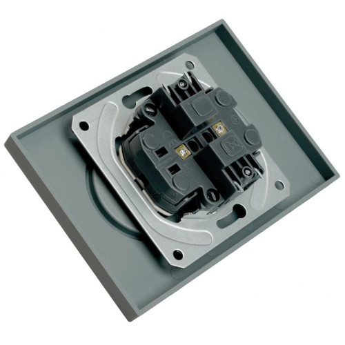 Розетка 2-ая 2P ЭМИЛИ шторки платиново-серый RST16-5116-10