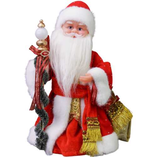 Дед Мороз Зимнее волшебство (с украшенным посохом и мешком) 30см красный (10481671)