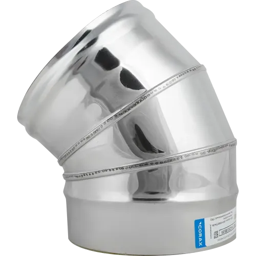 Дымоход сэндвич колено 0,8мм 45гр Ф115*200 нержавеющая сталь (Corax)