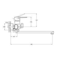 Смеситель для ванны G-LAUF ZDN7-A183, ф 40, плоский излив