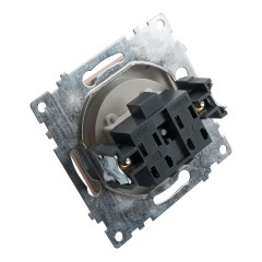 Розетка 2P+Е Катрин серебро с защитной шторкой GLS16-7110-03