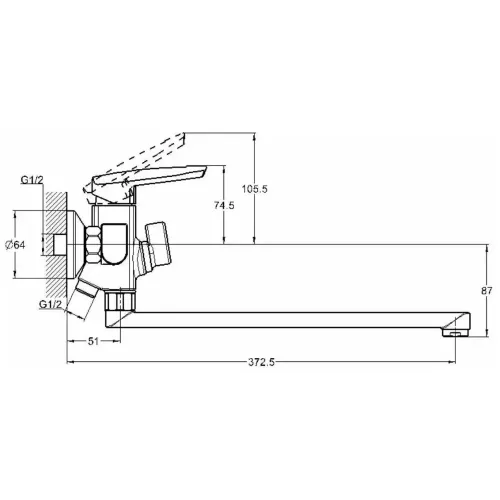 Смеситель для ванны G-LAUF LOF7-A033, ф-35