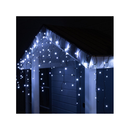 Гирлянда LUAZON LIGHTING Бахрома 3х0,6м темная нить, 100 LED свечение белое с мерцанием 24В (9891720)