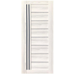 Дверное полотно VDM-09 ДО 80 Ривьера айс, покрытие ПВХ (VD) (лакобель черное)