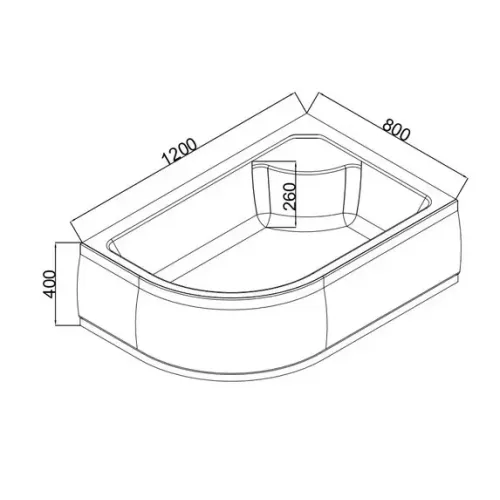 Поддон акриловый EVA GOLD 120х80х40см правый, полукруглый с сифоном EG230019