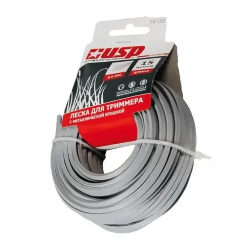 Леска для триммера USP (78130) 3,0мм, с металлической крошкой, длина 15 м, профиль - квадрат